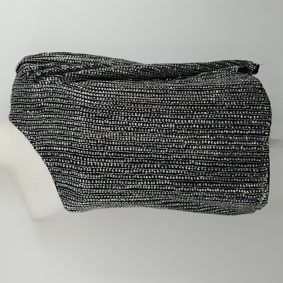 Parker One Shoulder Silver Sequined Black Lined Blouse Y2K Party - Picture 16 of 16